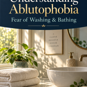 Understanding Ablutophobia: Fear of Washing and Bathing guide cover with towels and a sunlit basin